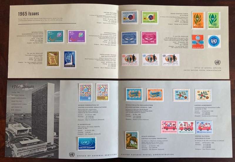 3 Souvenir Folders of United Nations Postage Stamps (Including scarce 1961 edition)