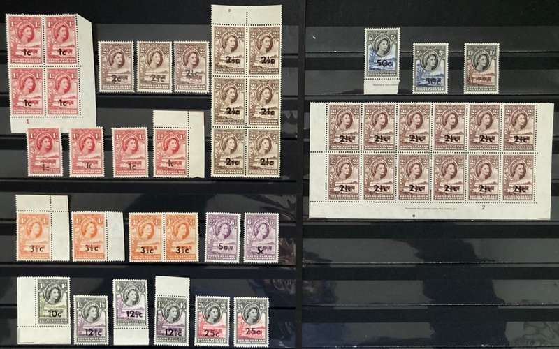 BRITISH BECHUANALAND 1961 QEII overprinted Issue .Nice range blocks, pair and singles *MM/MNH**