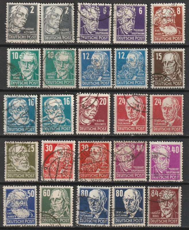 GERMANY - ALLIED OCCUPATION RUSSIAN ZONE 1948 Famous germans Complete set VF USED