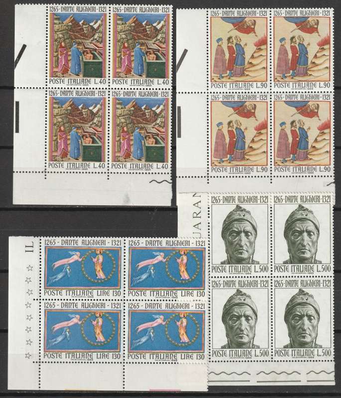 ITALY - 1965  Resistance Movement Issue   Complete set in corner blocks of 4   **MNH**