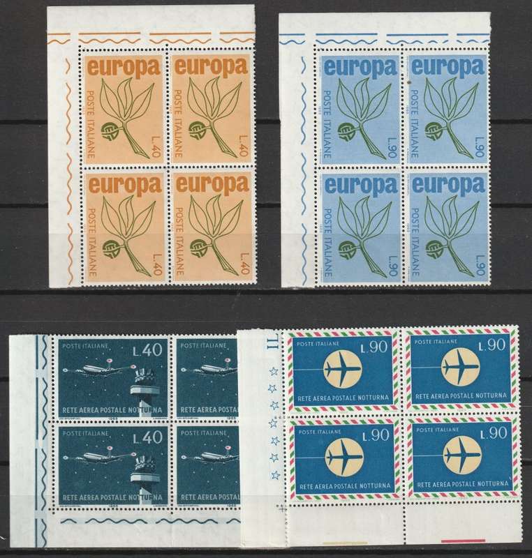 ITALY - 1965 Issues   Two Complete set in corner blocks of 4   **MNH**