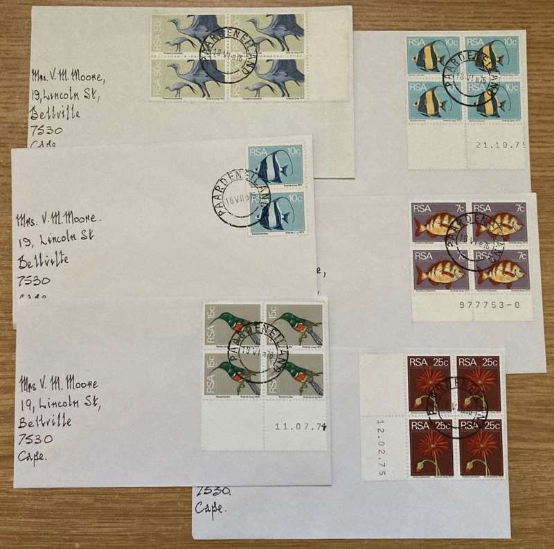 RSA - 1974  2nd Definitive issue  6 covers used.