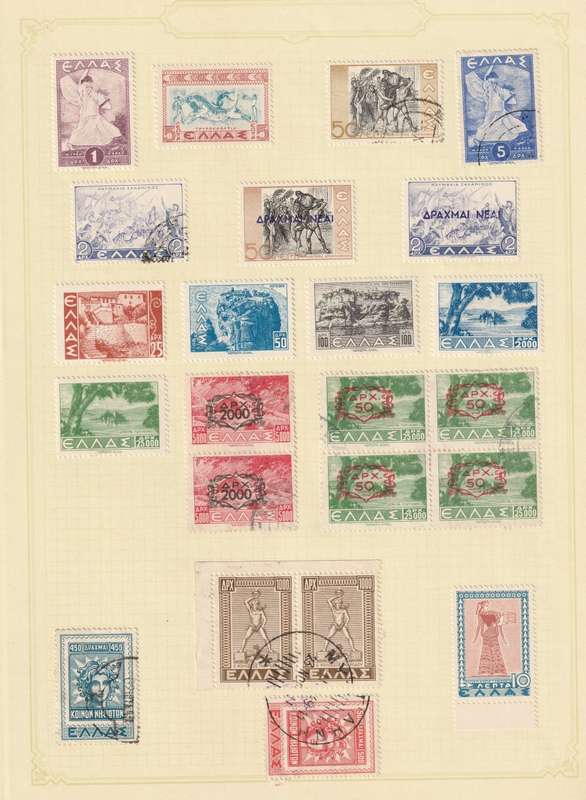 GREECE- 46 stamps on two album pages