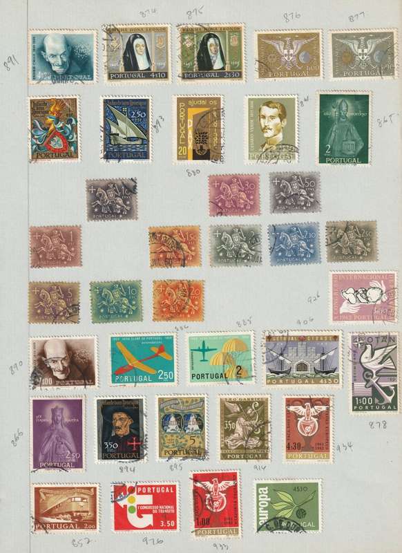 PORTUGAL -  Early issues 82 stamps on 2 album pages