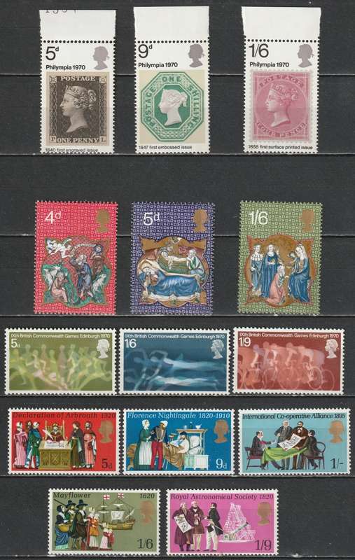 ENGLAND - 1970 Issues 4 complete sets **MNH**