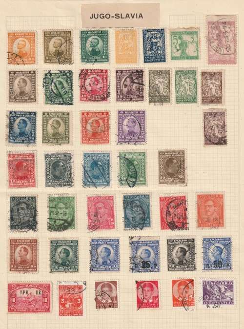 Yugoslavia -  Early issues  42 stamps on 1 album page