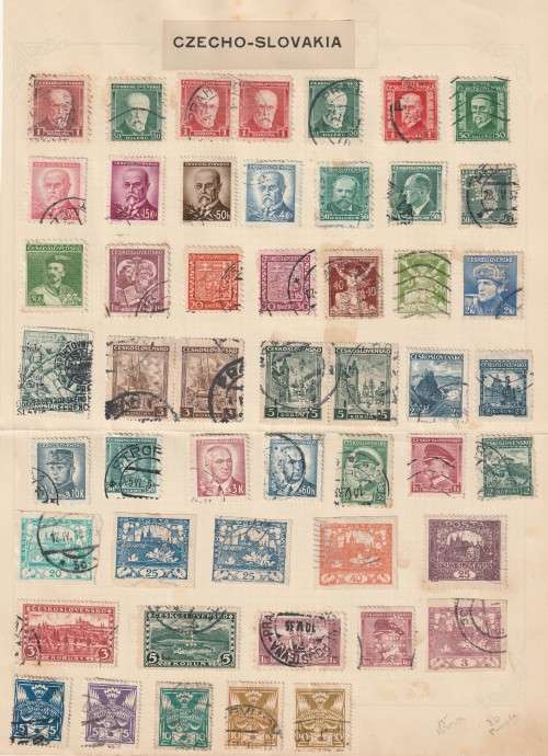 Czechoslovakia -  Early issues  50 stamps on 1 album page