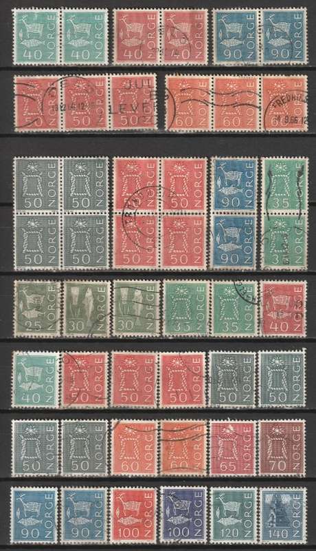 NORWAY - 1962/1975 Definitives Issues part sets, blocks, pairs and singles vf used.