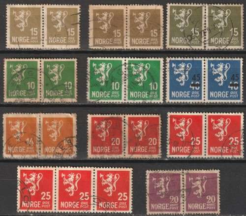 NORWAY - 1922/1937 Lion Definitives Issues part sets,  pairs and singles vf used.