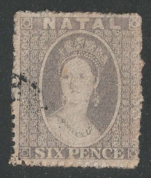 NATAL - 1861 QV 6d  grey  No Wmk  VF USED