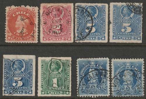 CHILE - 1867-1901 Issues  part set VF USED