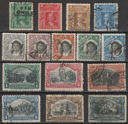 CHILE - 1905-1910 Issues, part set VF USED
