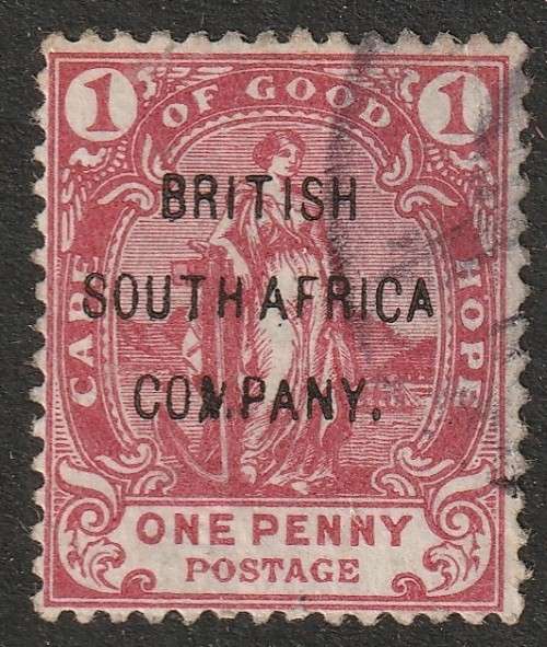 RHODESIA  BSAC  - 1896 COGH Overprinted 1d with two varieties VF USED
