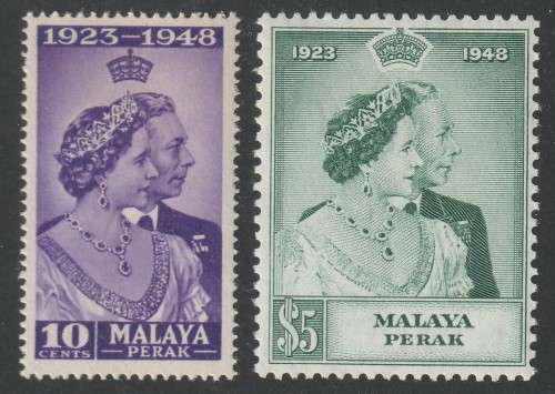 MALAYA PERAK - 1948 Silver Royal Wedding Anniversary Complete set **MNH**