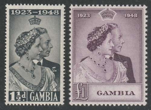 GAMBIA - 1948 Silver Royal Wedding Anniversary Complete set **MNH**