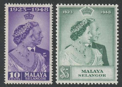 MALAYA  SELANGOR  - 1948 Silver Royal Wedding Anniversary Complete set **MNH**