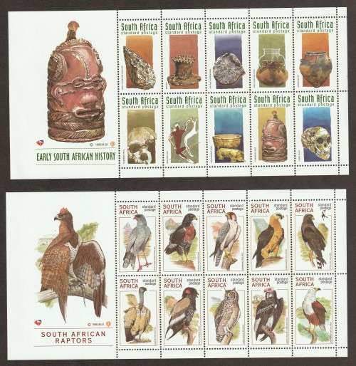 RSA -  1998 Raptors and History Issues (Standard Postage) 2 x Full sheets  **UM**