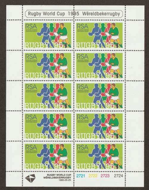 RSA -  1995 Rugby World Cup Issue (Standard Postage) Full sheet of 10   **MNH**
