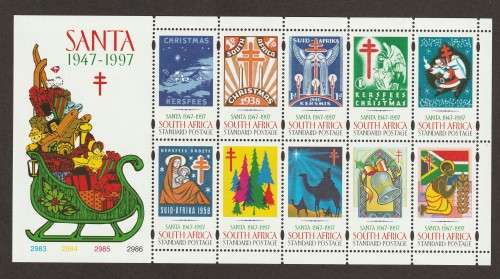 RSA -  1997 Christmas 50th Anniversary Issue (Standard Postage) Full sheet of 10   **MNH**