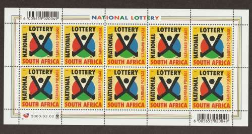 RSA -  2000 National Lottery Issue (Standard Postage) Full sheet of 10   **MNH**