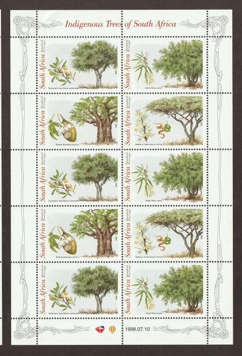 RSA -  1998 Indigenous Trees Issue (Standard Postage) Full sheet of 10   **MNH**