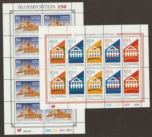 RSA -  1996 Youth Day & Bloemfontein 150 Issues (Standard Postage) 2 x Full sheets  **MNH**