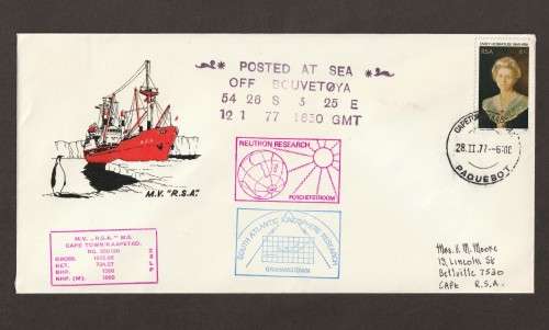 RSA - 1977 Cover from S.A. AGULHAS   PAQUEBOT posted at sea