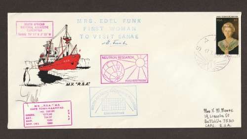 RSA - 1976 Cover from S.A. AGULHAS signed by both captain and first woman on SANAE