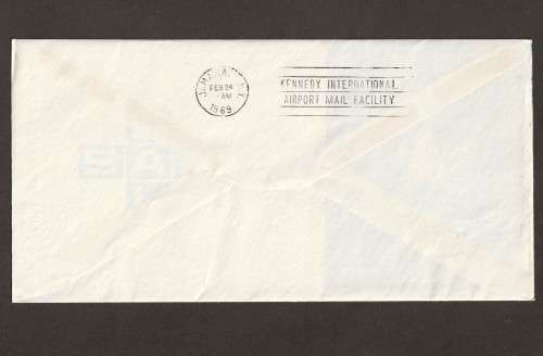 SAA 1969 First Flight JHB - Rio De Janeiro - New York Official Cover No.9