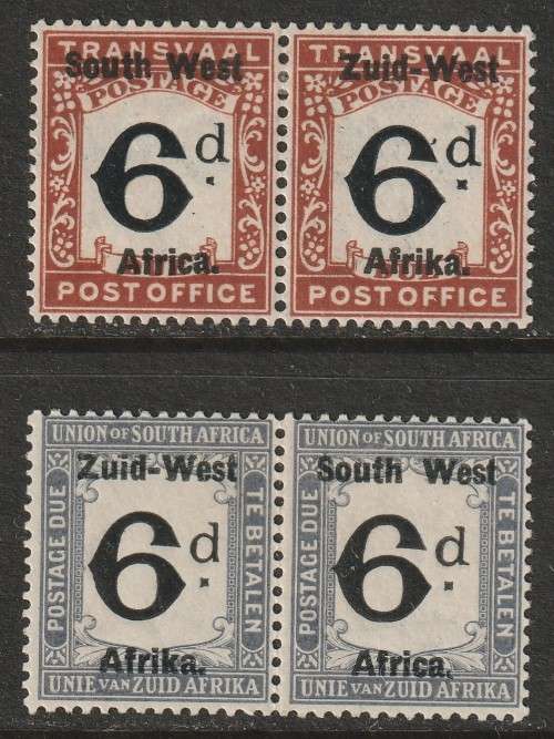 SWA - 1923 POSTAGE DUE Group I  6d black & brown and Black and slate SACC 8/9 *LMM*