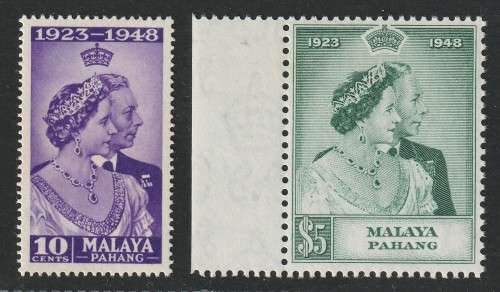MALAYA  PAHANG  -  1948 Silver Royal Wedding Anniversary Complete set **MNH**