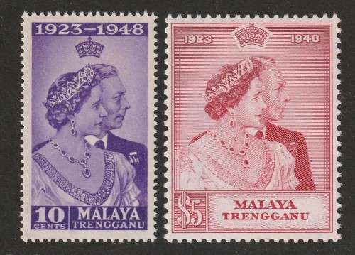 MALAYA TRENGGANU - 1948 Silver Royal Wedding Anniversary Complete set **MNH**