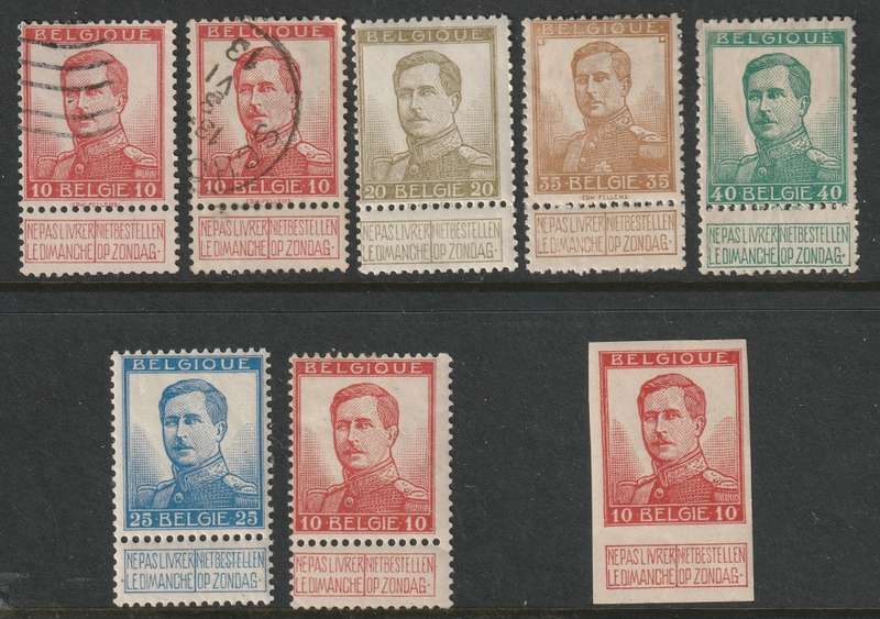 BELGIUM - 1912 King Albert issue with perforated tabs,  including scarce 10c imperforated(*MM*)