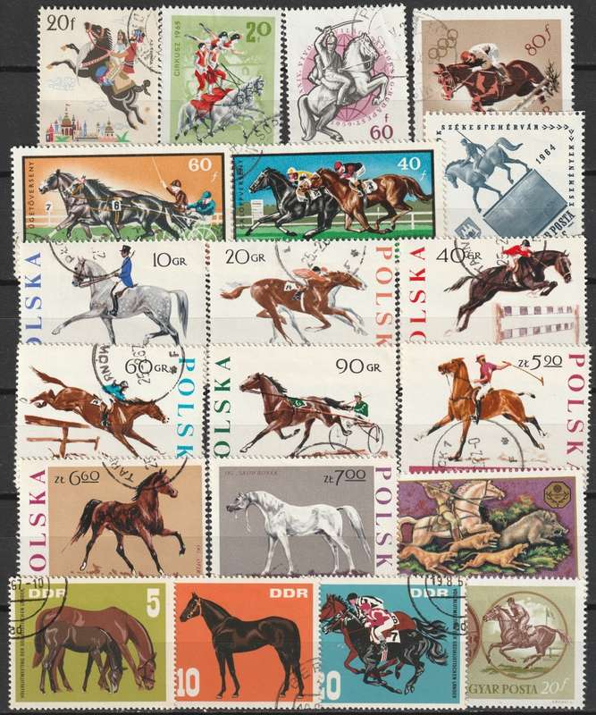 BULKLOT SALE  - HORSES Issues  Used selection (39 stamps)