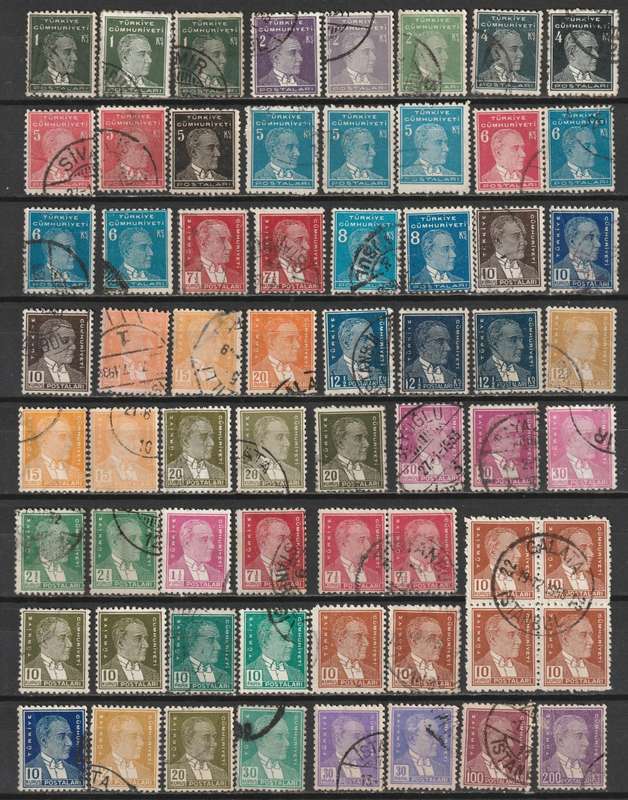 TURKEY -  Ataturk Issues.Nice used range(64 stamps)