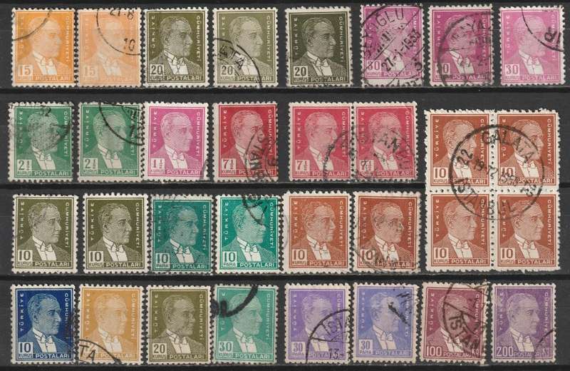 TURKEY -  Ataturk Issues.Nice used range(64 stamps)