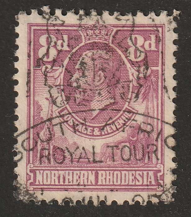 NORTHERN RHODESIA  -  1925 KGV issue  8d Rose-purple with an amazing genuine postmark VF USED