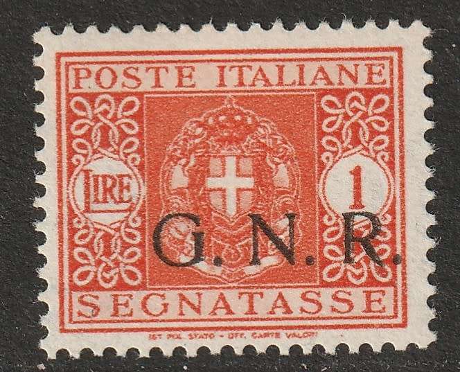 ITALY -  1944 GNR Postage Due Issue overprinted 1 Lire orange overprinted in black **MNH**