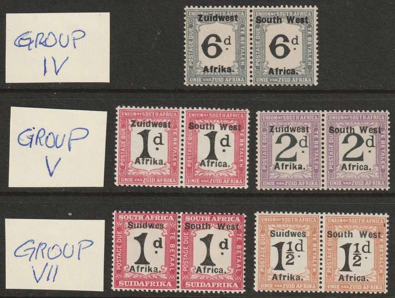 SWA - 1924/1927  POSTAGE DUE Group IV to VII   5 pairs **MNH**