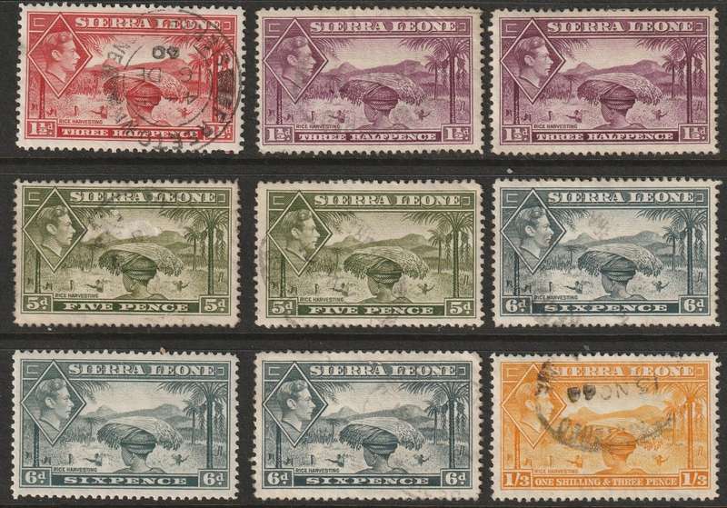 SIERRA LEONE - 1938 KGVI issue Part set to 1 Pound, mint and used.