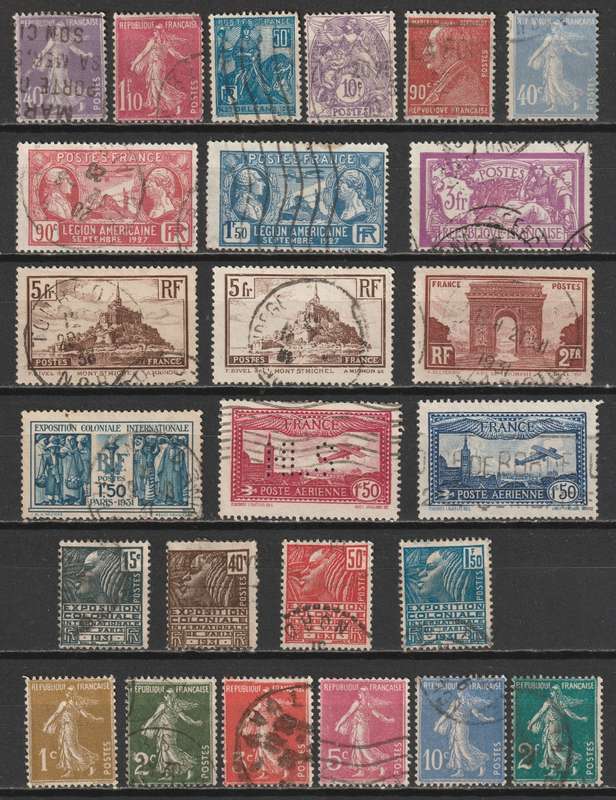 FRANCE - 1927-1931 Issues Complete and  Part sets VF USED