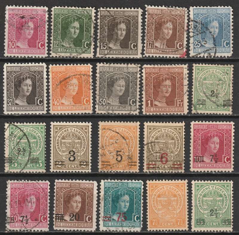 LUXEMBOURG - 1914/1919 Issues Part sets used.