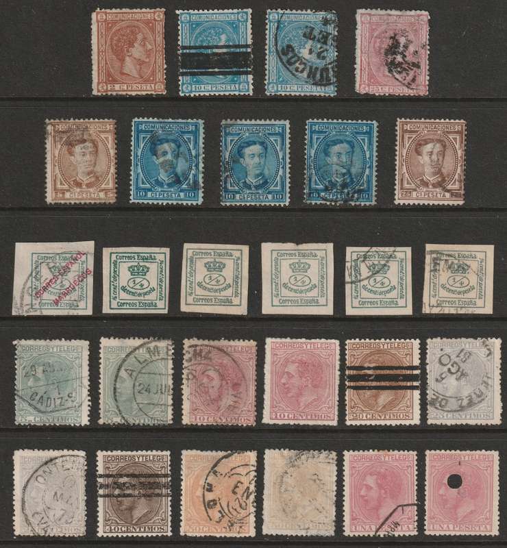 SPAIN - 1875/1879  Issues Part sets, excellent range of early isues. VF USED
