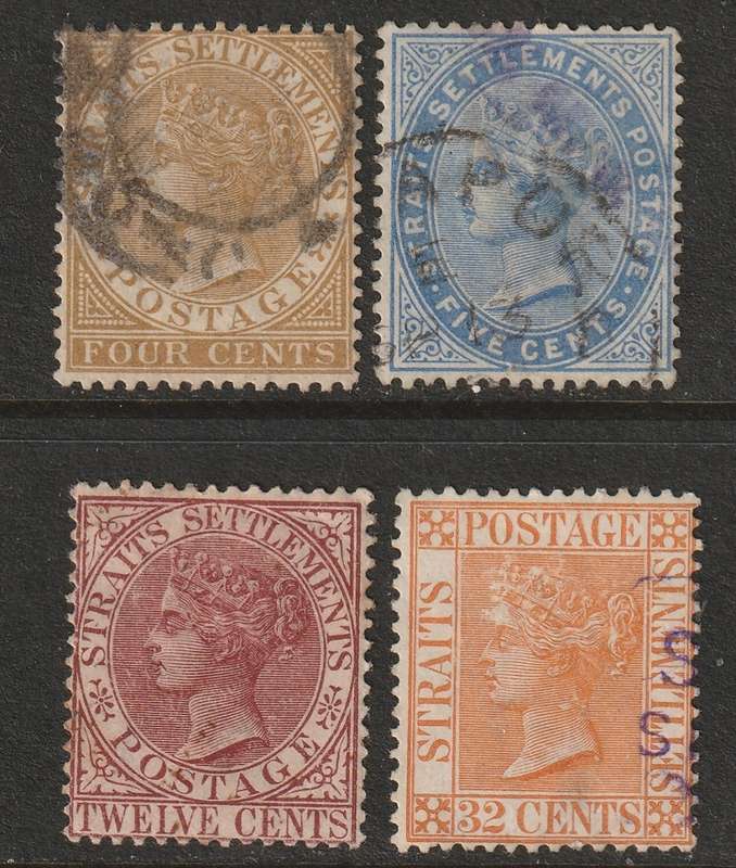 STRAITS SETTLEMENTS - 1883 QV Issue Wmk Crown CA  Part set mint and used