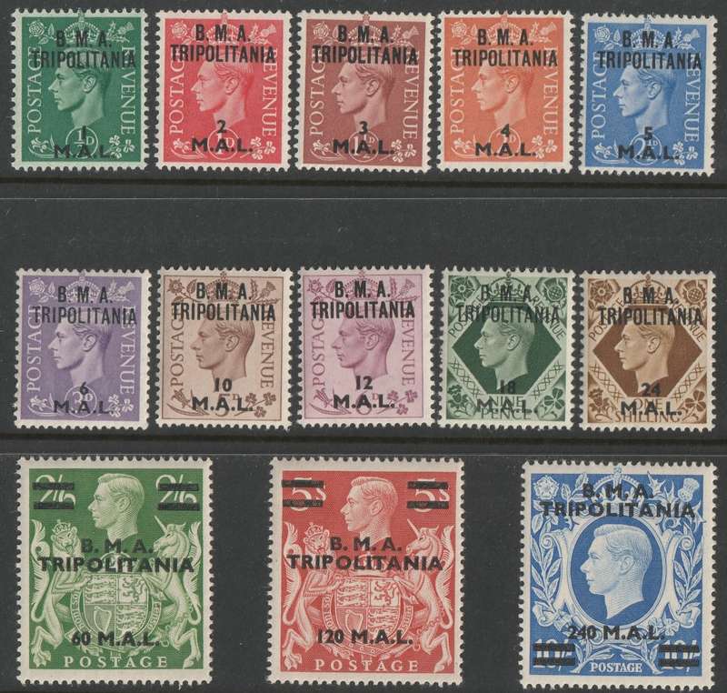 BRITISH MILITARY ADMINISTRATION - 1948 KGVI Issue overprinted BMA TRIPOLITANIA Complete set **MNH**