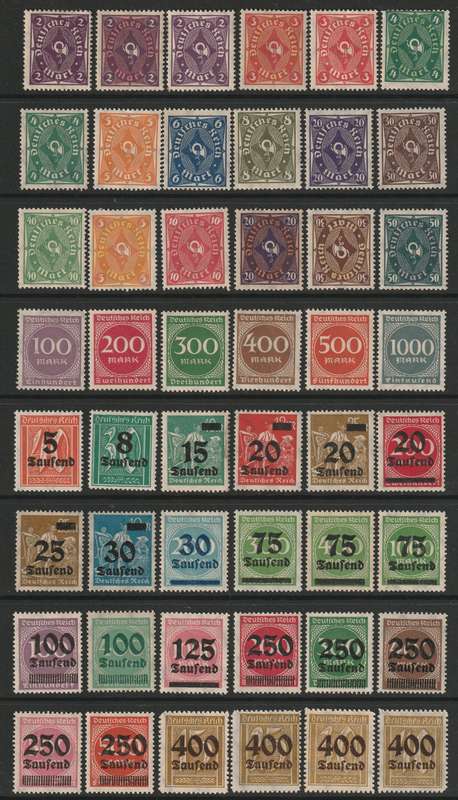 GERMANY - 1922/23 Inflation Issues. An amazing range (96 stamps) *MM/MNH**