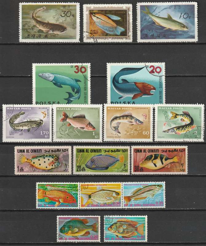 BULKLOT SALE  - FISH  Issues. Very nice selection (49 stamps)
