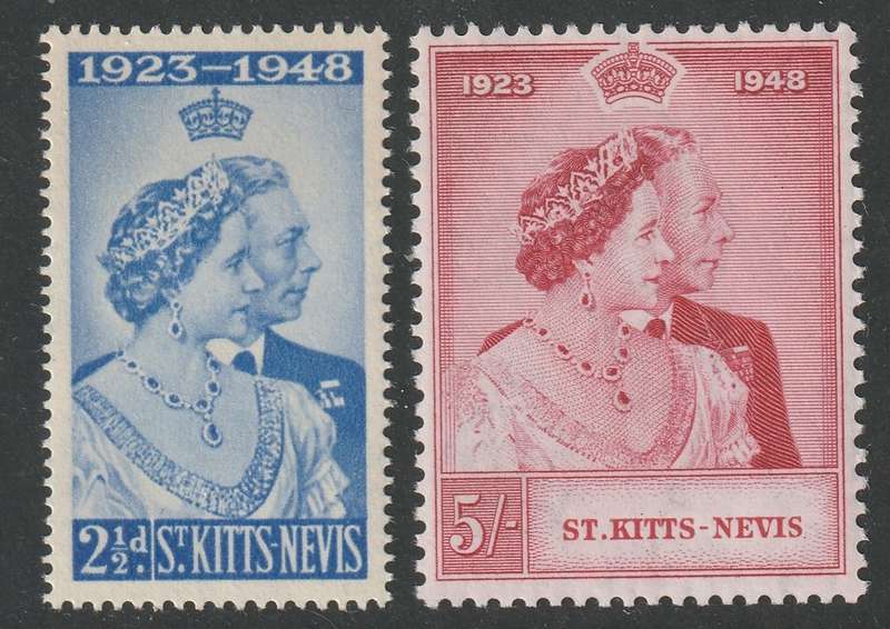 ST.KITTS-NEVIS  - 1948 Silver Royal Wedding Anniversary Complete set **MNH**