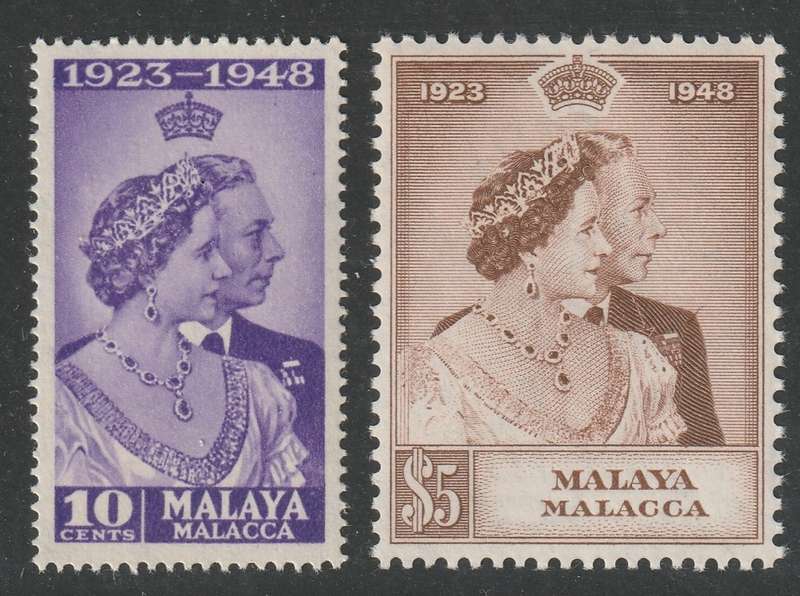 MALAYA  MALACCA  - 1948 Silver Royal Wedding Anniversary Complete set **MNH**