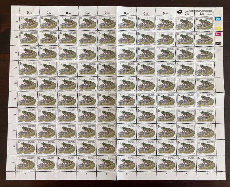 RSA - 1993   6th Definitive Issue Endangered Fauna 1c and 2c  Two Full sheets of 100  **MNH**